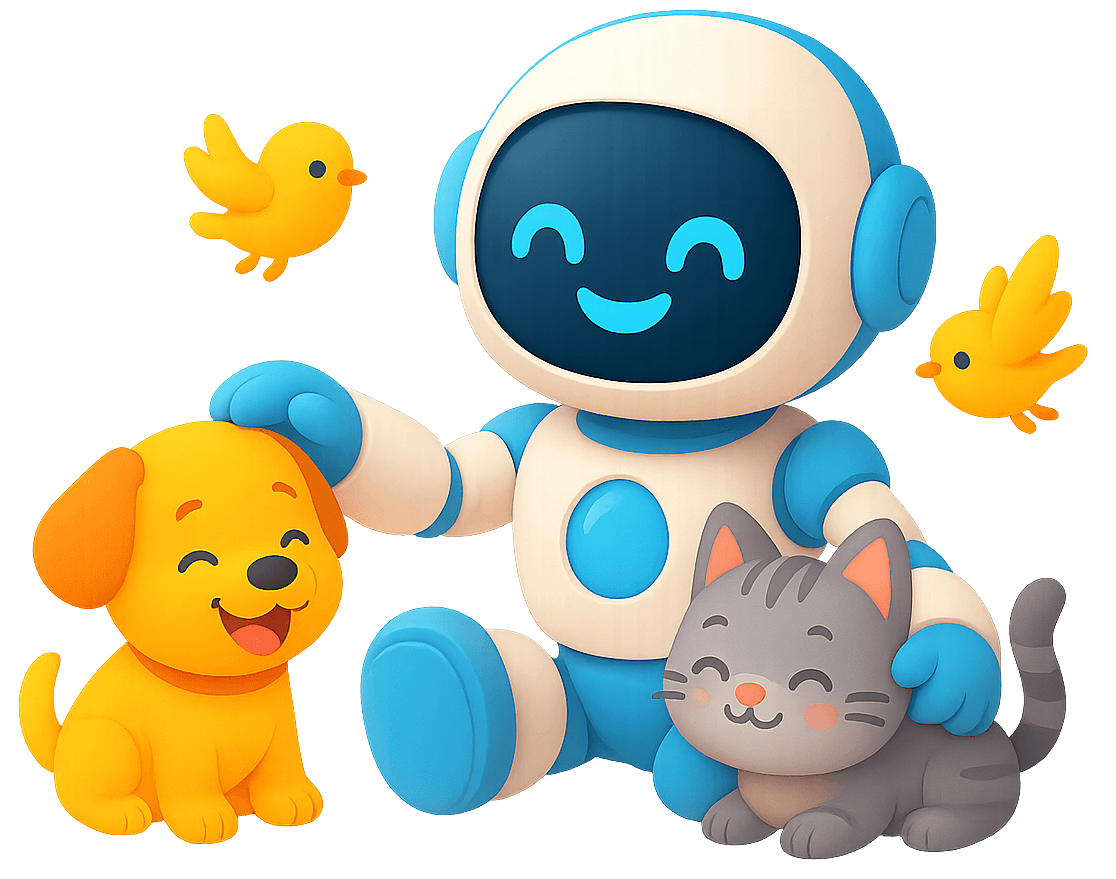 AI robot playing with pets